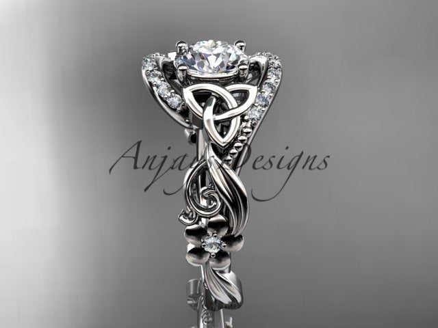 1 Carat Diamond Celtic Engagement Ring Trinity Knot Wedding Ring Nature Inspired IGI Certified - AnjaysDesigns
