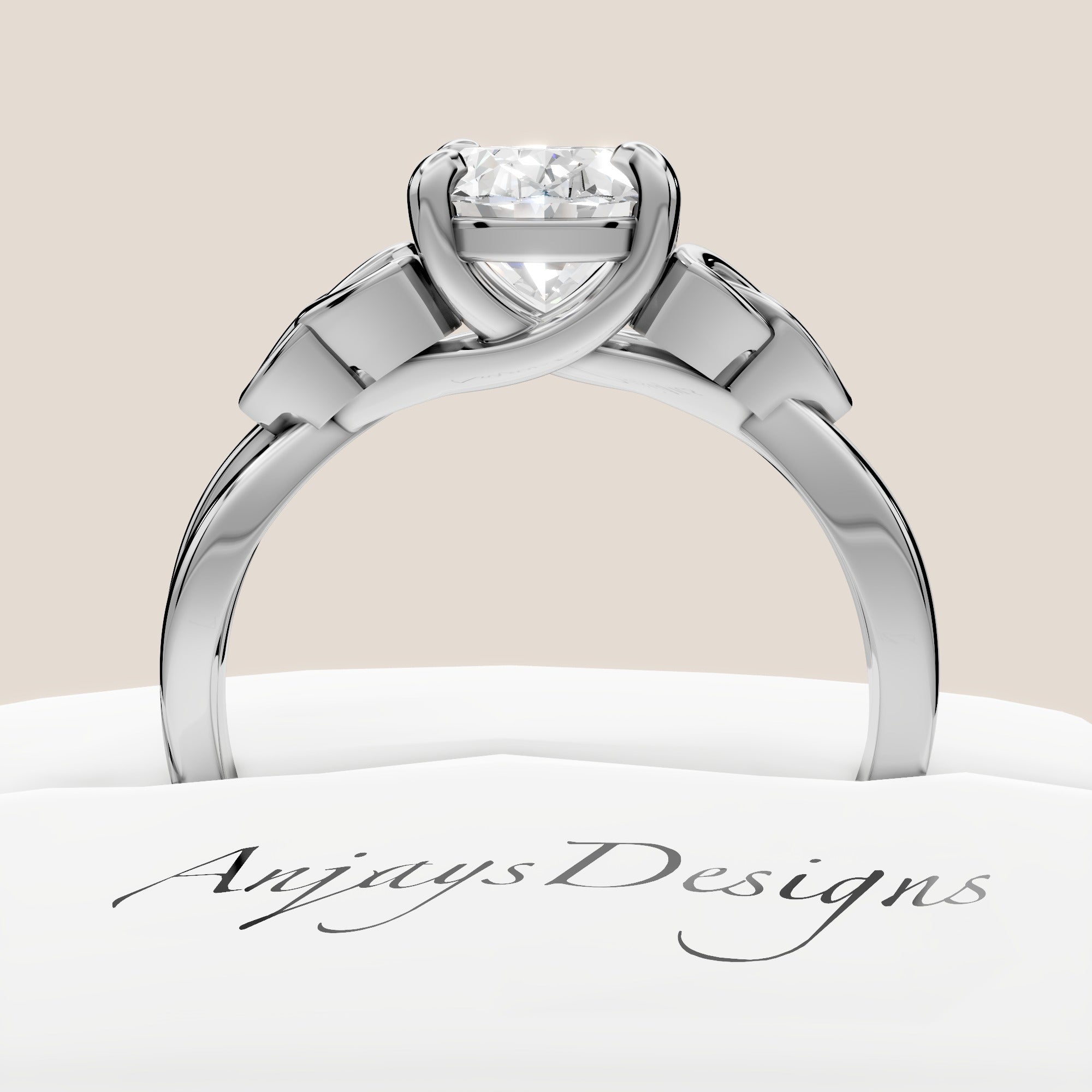 Celtic Engagement Ring 1.75 Carat Oval Diamond Trinity Knot Ring