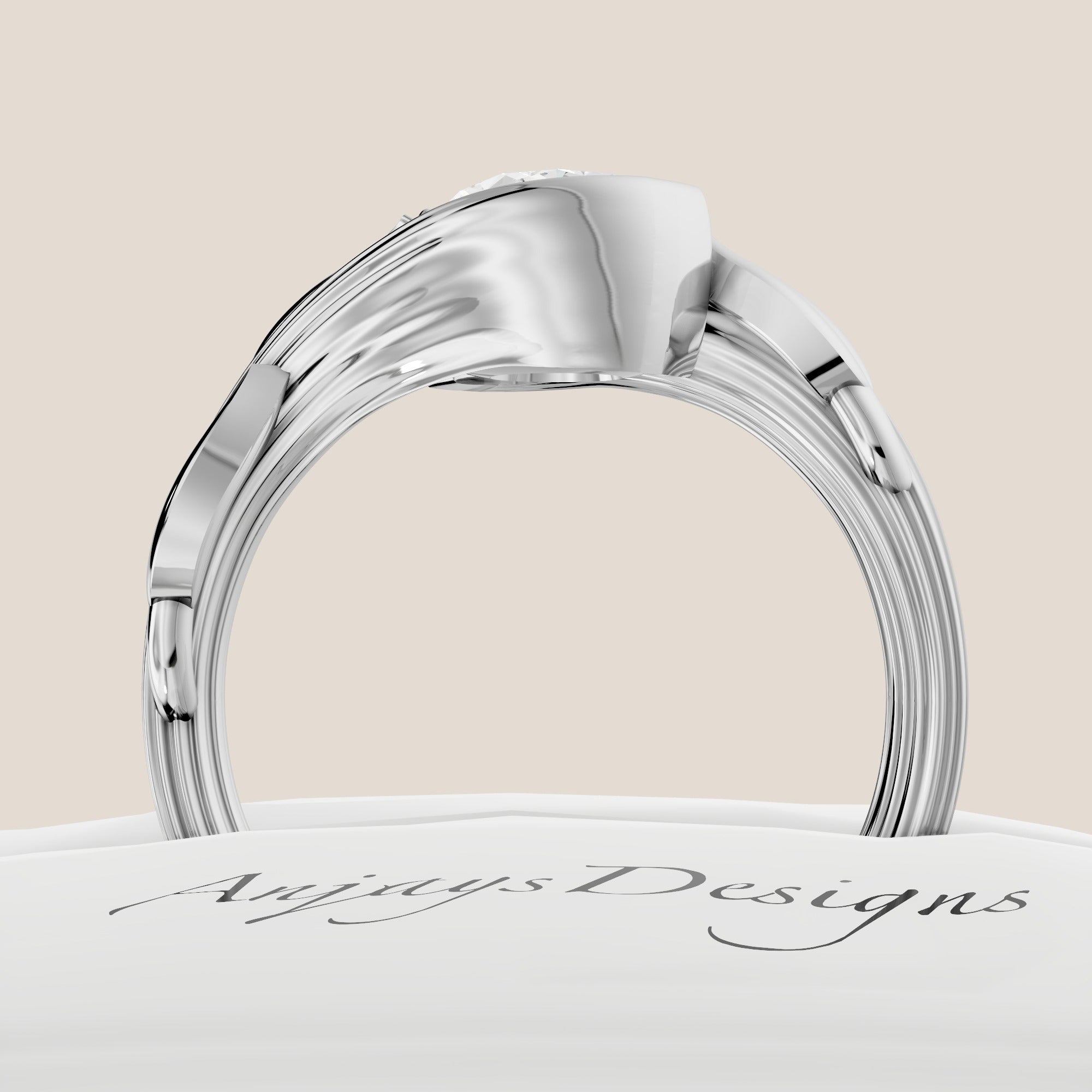 2 Carat Oval Diamond Engagement Ring Nature Inspired Ring IGI Certified