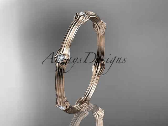 Petite Diamond Wedding Band Thin Wedding Band Nature Inspired Delicate Ring