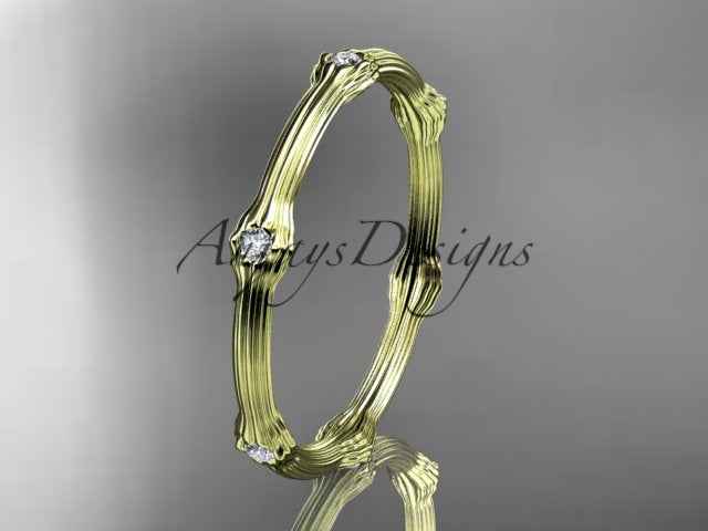 Petite Diamond Wedding Band Thin Wedding Band Nature Inspired Delicate Ring