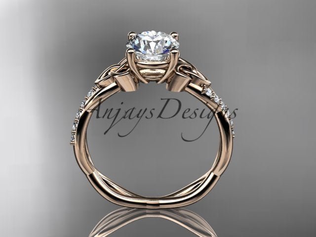 1 Carat Lab Grown Diamond Engagement Ring Celtic Round Brilliant CVD Diamond Triquetra Ring - AnjaysDesigns