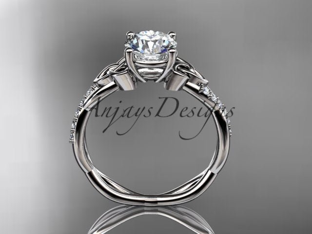 1 Carat Lab Grown Diamond Engagement Ring Celtic Round Brilliant CVD Diamond Triquetra Ring - AnjaysDesigns