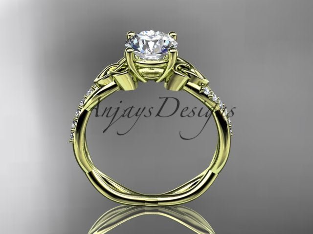 1 Carat Lab Grown Diamond Engagement Ring Celtic Round Brilliant CVD Diamond Triquetra Ring - AnjaysDesigns