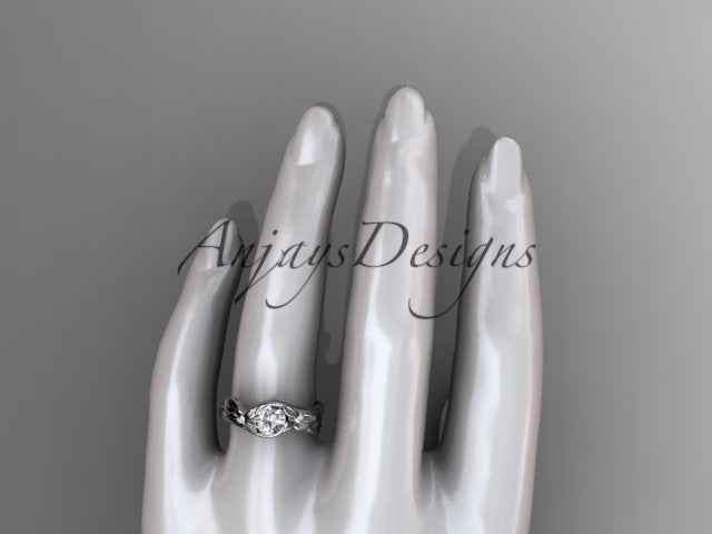 1 Carat Round Brilliant Lab Grown Diamond Nature Inspired Engagement Ring Leaf CVD Diamond Ring IGI Certified
