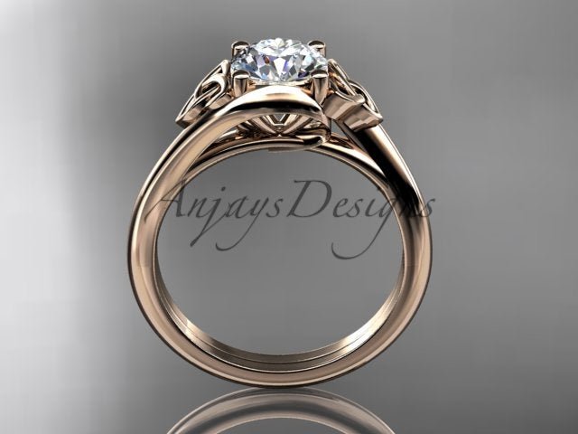 1 Carat Round Diamond Engagement Ring Celtic Wedding Ring Dainty - AnjaysDesigns