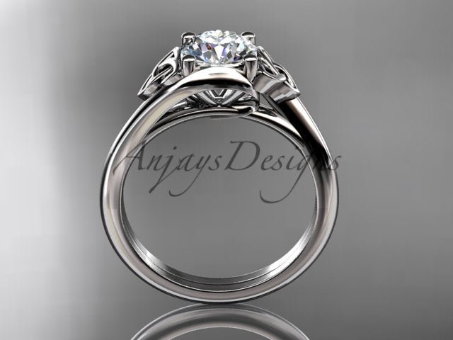 1 Carat Round Diamond Engagement Ring Celtic Wedding Ring Dainty - AnjaysDesigns