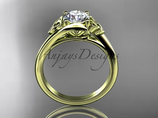 1 Carat Round Diamond Engagement Ring Celtic Wedding Ring Dainty - AnjaysDesigns