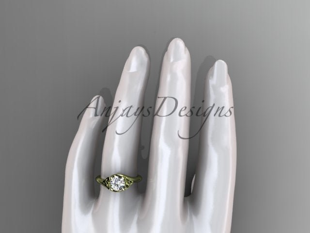 1 Carat Round Diamond Engagement Ring Celtic Wedding Ring Dainty - AnjaysDesigns
