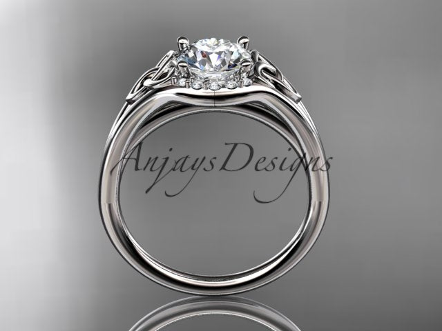 1 CT Round Lab Grown Diamond Halo Engagement Ring Celtic Trinity Knot Ring Round Cut CVD Diamond Ring