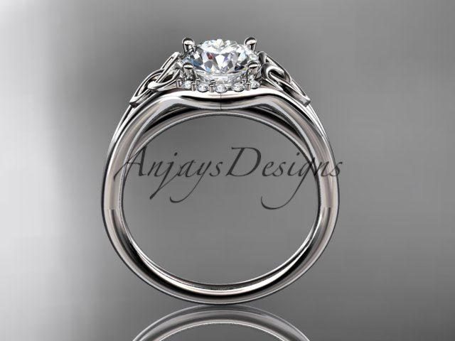 1 CT Round Lab Grown Diamond Halo Engagement Ring Celtic Trinity Knot Ring Round Cut CVD Diamond Ring - AnjaysDesigns