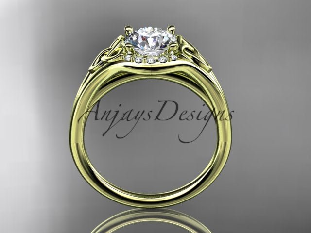 1 CT Round Lab Grown Diamond Halo Engagement Ring Celtic Trinity Knot Ring Round Cut CVD Diamond Ring - AnjaysDesigns