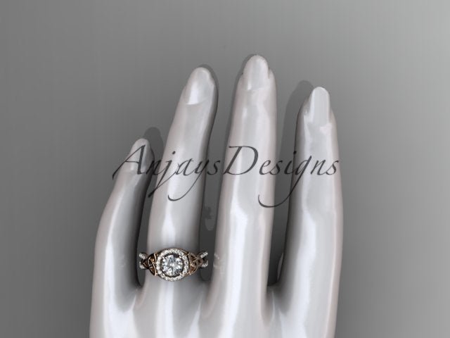 Celtic Halo Engagement Ring 1 Carat Round D VS1 Clarity IGI Certified Lab Grown Diamond Trinity Knot Wedding Ring - AnjaysDesigns