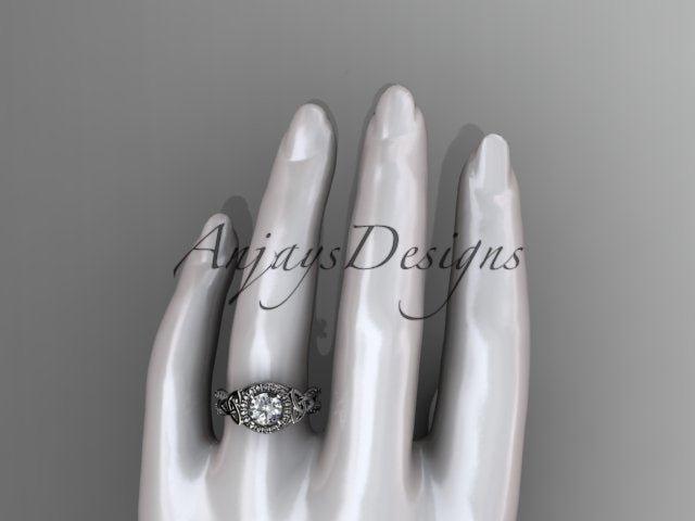 Celtic Halo Engagement Ring 1 Carat Round D VS1 Clarity IGI Certified Lab Grown Diamond Trinity Knot Wedding Ring - AnjaysDesigns
