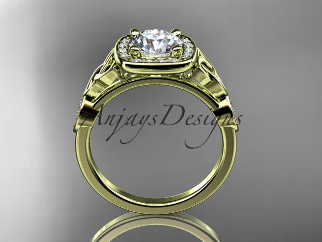Celtic Engagement Ring 1 CT Round Lab Grown Diamond Halo Ring CVD Diamond