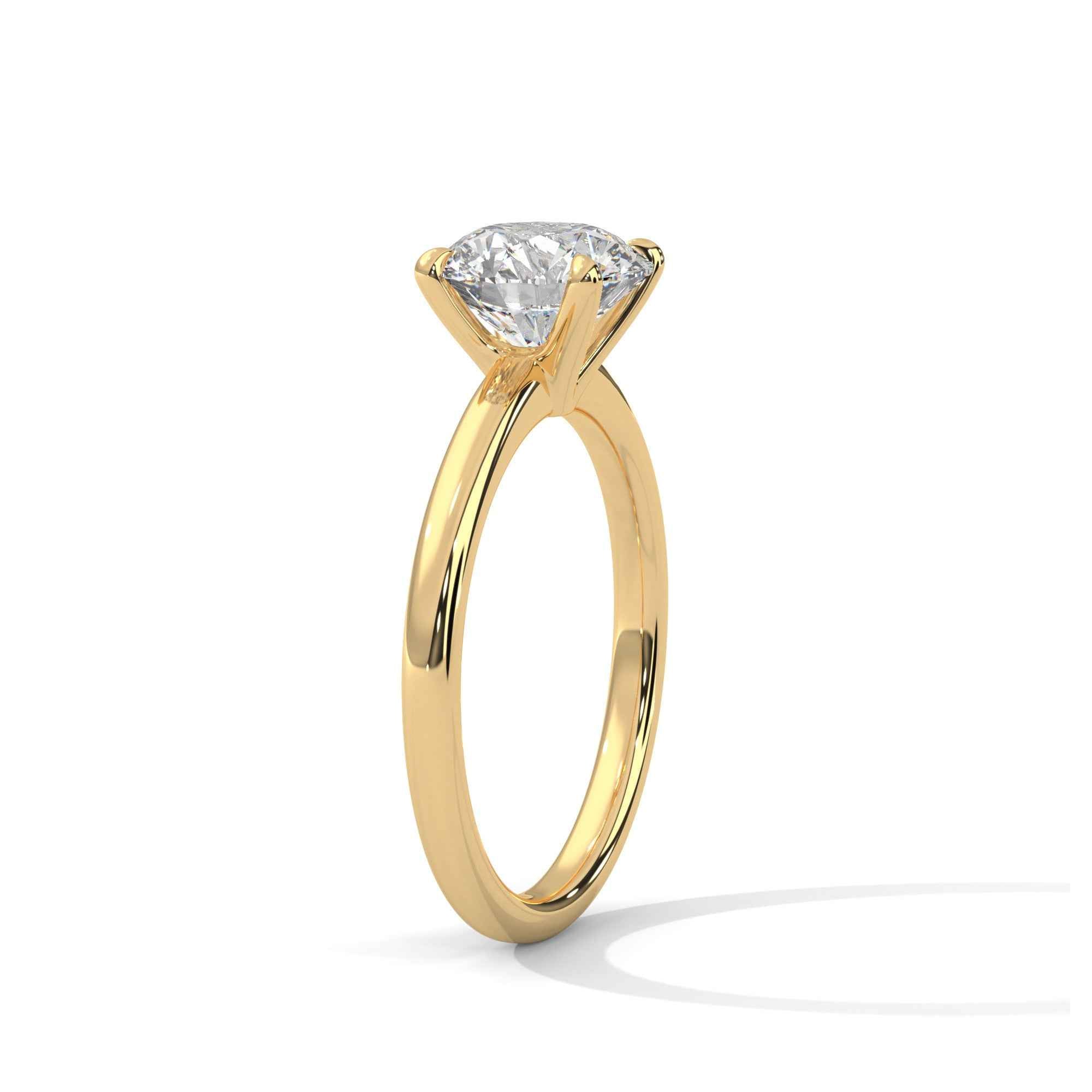 1 Carat Round Cut Lab Grown Diamond Solitaire Engagement Minimalist Ring 4 Prong Ring Thin Ring IGI Certified