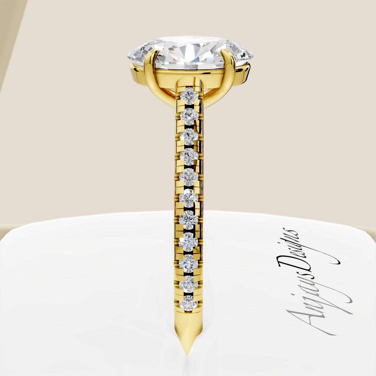2 Carat Oval Lab Grown Diamond Engagement Ring IGI Certified - AnjaysDesigns