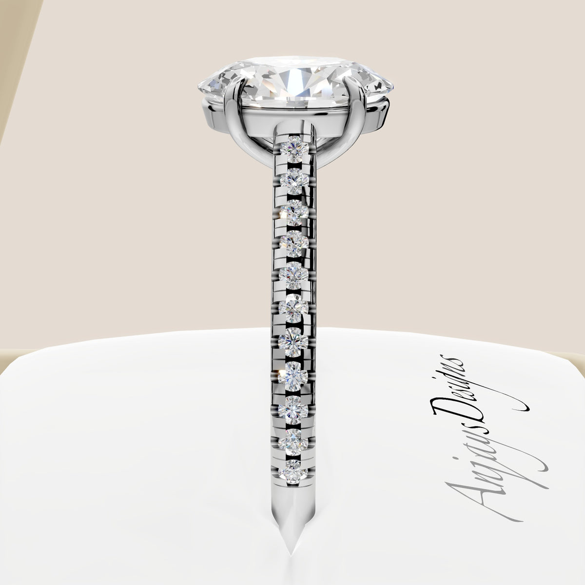 2 Carat Oval Lab Grown Diamond Engagement Ring IGI Certified - AnjaysDesigns
