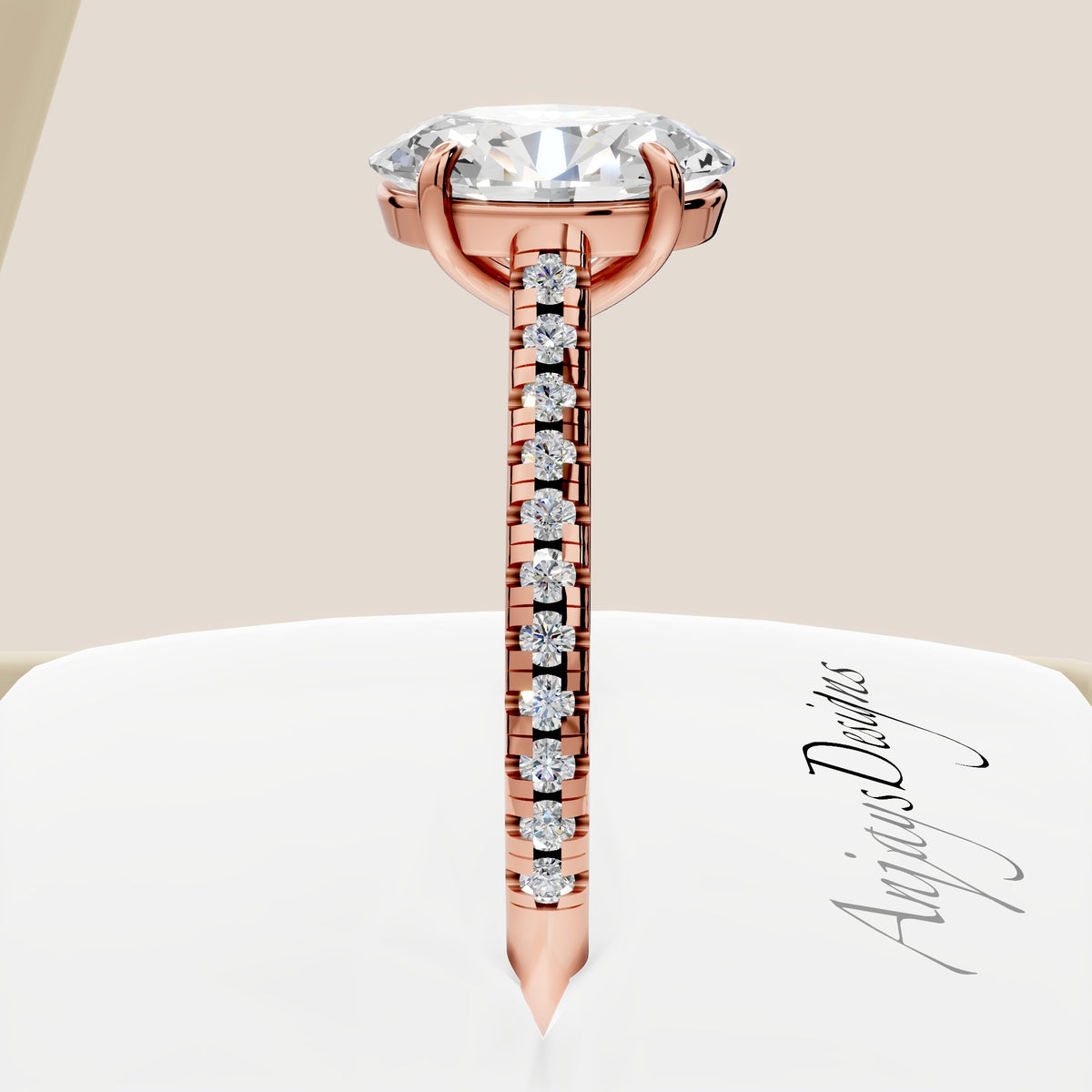 2 Carat Oval Lab Grown Diamond Engagement Ring IGI Certified - AnjaysDesigns