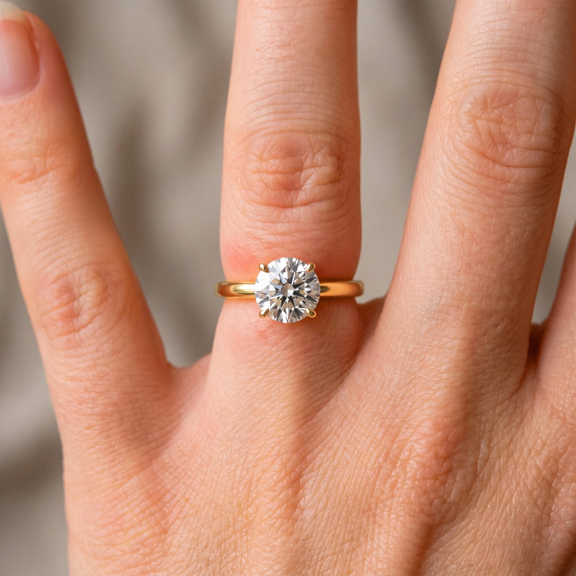 1 Carat Round Cut Lab Grown Diamond Solitaire Engagement Ring