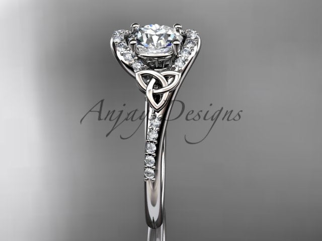 Celtic Engagement Ring 1 Carat Round Lab Grown Diamond Ring Trinity Knot Thin Engagement Ring Dainty Ring