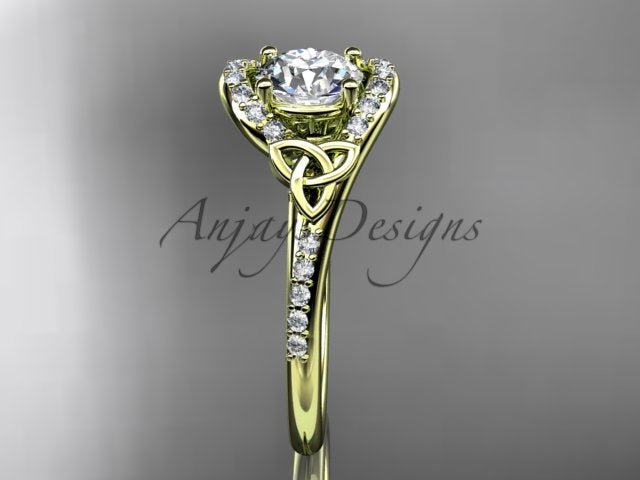 Celtic Engagement Ring 1 Carat Round Lab Grown Diamond Ring Trinity Knot Thin Engagement Ring Dainty Ring - AnjaysDesigns