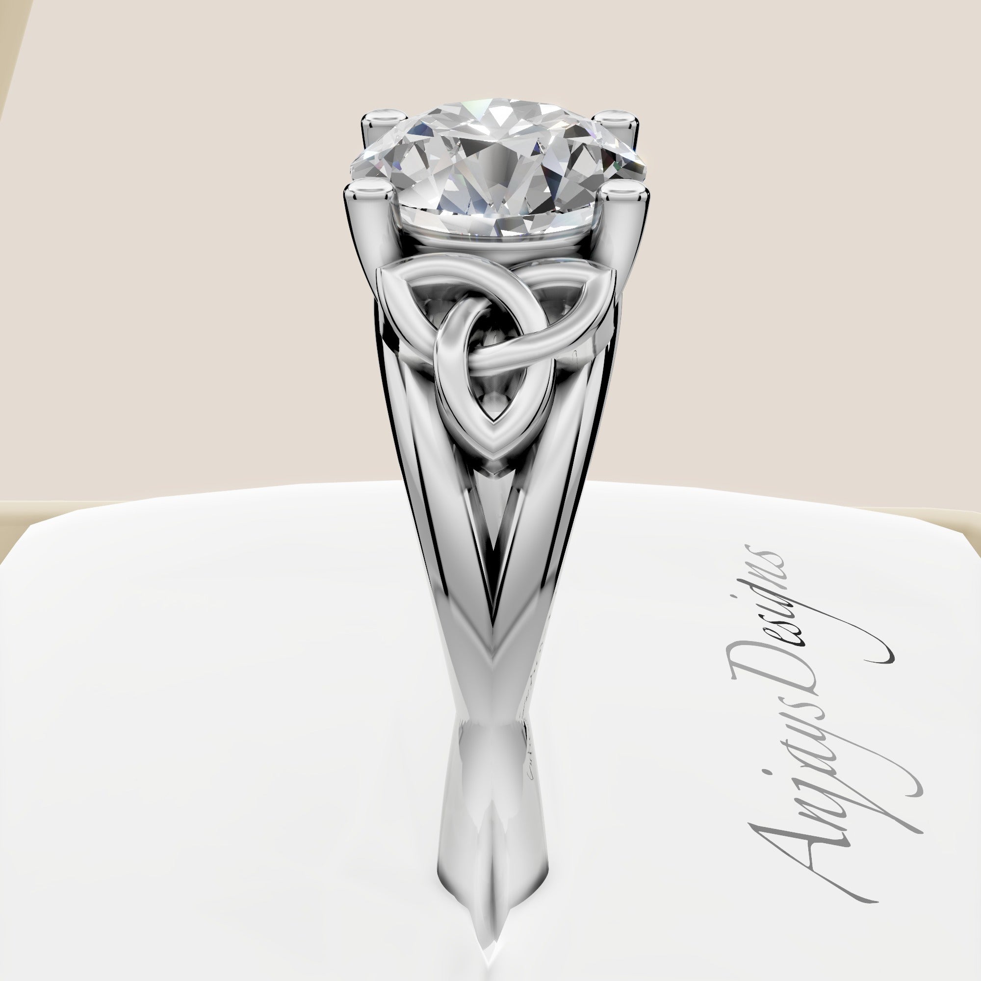 Celtic Engagement Ring 2 Carat Round Diamond IGI Certified Lab Grown Diamond Trinity Knot Wedding Ring