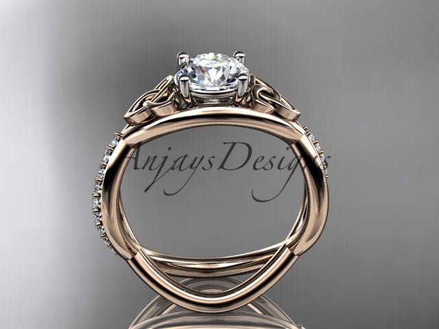1 Carat Round Brilliant Lab Grown Diamond Celtic Ring Trinity Knot Engagement Ring 4 Prong IGI Certified - AnjaysDesigns