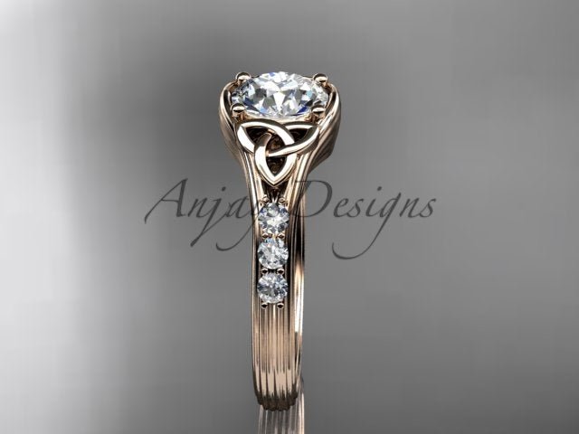 Celtic Knot Engagement Ring Trinity Knot Diamond Wedding Ring IGI Certified - AnjaysDesigns