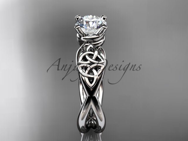 Celtic Engagement Ring Trinity Knot Ring Lab Grown Round Diamond Wedding Ring - AnjaysDesigns