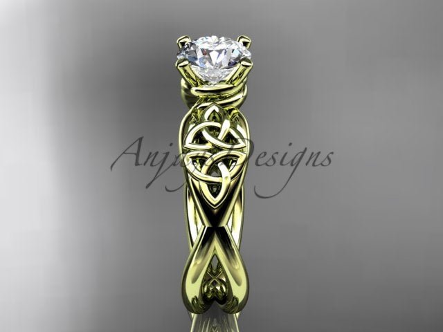 Celtic Engagement Ring Trinity Knot Ring Lab Grown Round Diamond Wedding Ring - AnjaysDesigns
