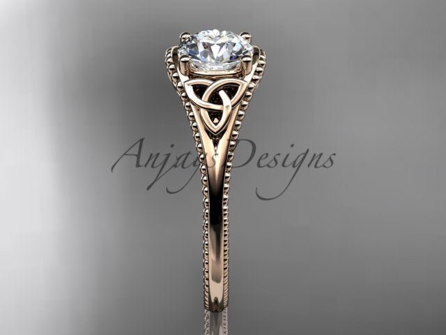 Celtic Diamond Engagement Ring 1 Carat Round Lab Grown Diamond Trinity Knot Ring Unique Solitaire Ring - AnjaysDesigns