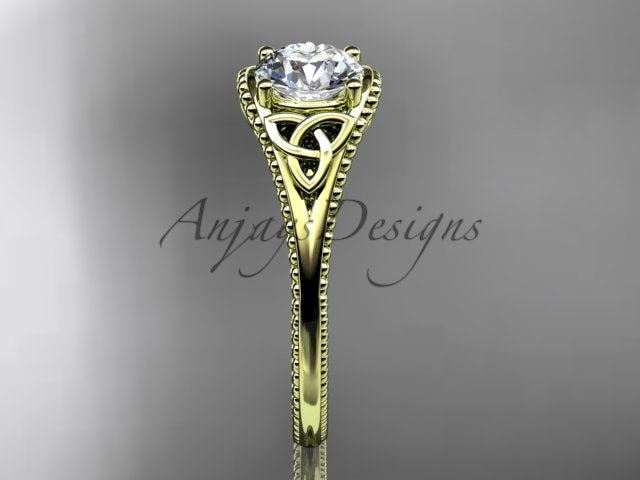 Celtic Diamond Engagement Ring 1 Carat Round Lab Grown Diamond Trinity Knot Ring Unique Solitaire Ring - AnjaysDesigns
