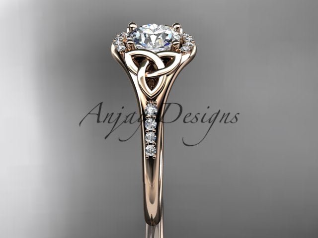 Celtic Engagement Ring 1 Carat Lab Grown Diamond Wedding Ring Anniversary Gift Trinity Knot Ring - AnjaysDesigns