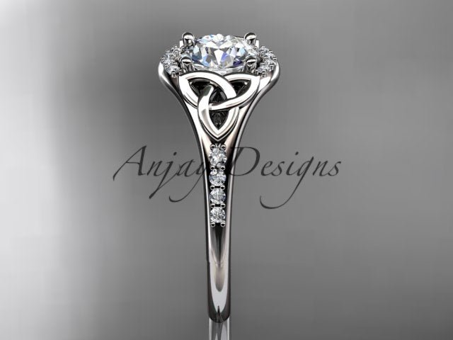 Celtic Engagement Ring 1 Carat Lab Grown Diamond Wedding Ring Anniversary Gift Trinity Knot Ring - AnjaysDesigns