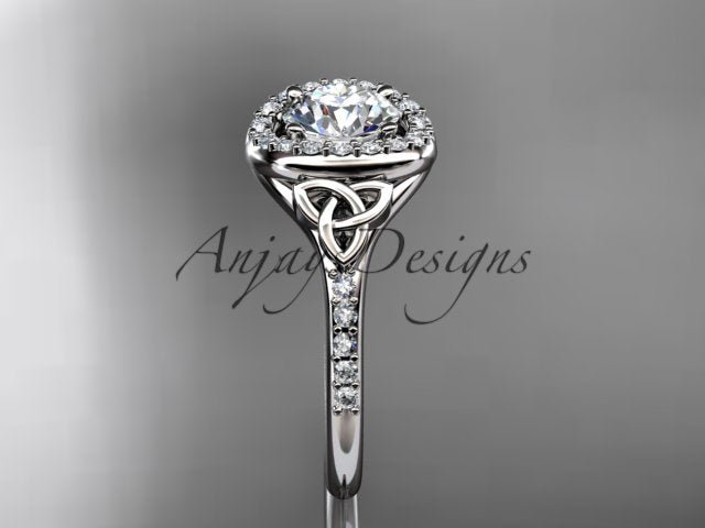 1 Carat Diamond Celtic Engagement Ring Lab Grown Diamond Halo Ring Trinity Knot Eternal Love Ring - AnjaysDesigns