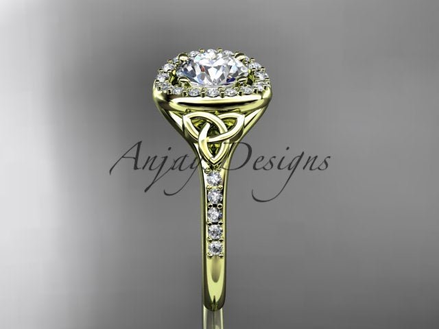 1 Carat Diamond Celtic Engagement Ring Lab Grown Diamond Halo Ring Trinity Knot Eternal Love Ring - AnjaysDesigns