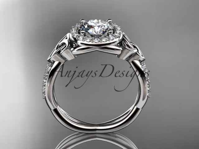 Celtic Halo Engagement Ring 1 Carat Round D VS1 Clarity IGI Certified Lab Grown Diamond Trinity Knot Wedding Ring