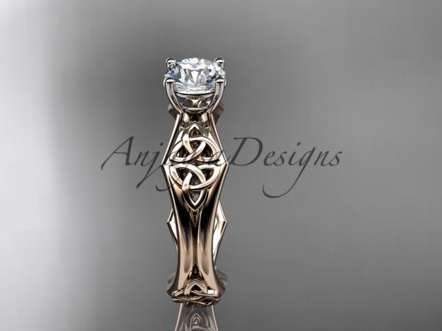 Celtic Engagement Ring 1 Carat Round Brilliant Lab Grown Diamond Trinity Knot Wedding Ring Triquetra Diamond Ring - AnjaysDesigns