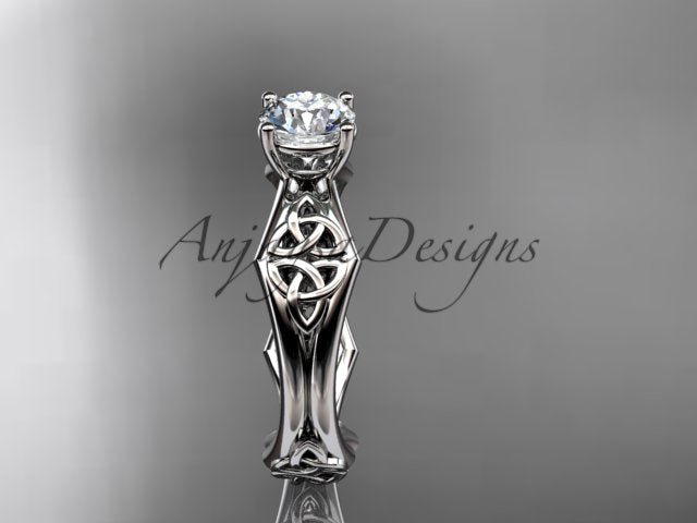 Celtic Engagement Ring 1 Carat Round Brilliant Lab Grown Diamond Trinity Knot Wedding Ring Triquetra Diamond Ring - AnjaysDesigns