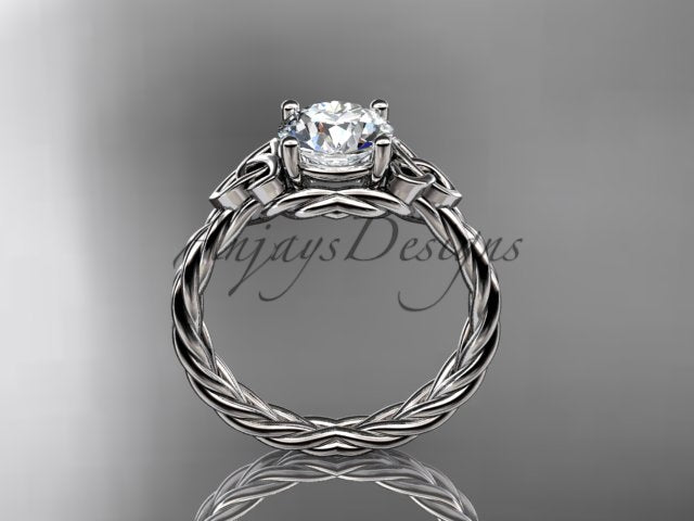 1 Carat Round Lab Grown Diamond Celtic Engagement Ring Rope Triquetra Braided Wedding Ring - 14k white gold