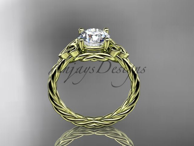 1 Carat Round Lab Grown Diamond Celtic Engagement Ring Rope Triquetra Braided Wedding Ring - 14k yellow gold