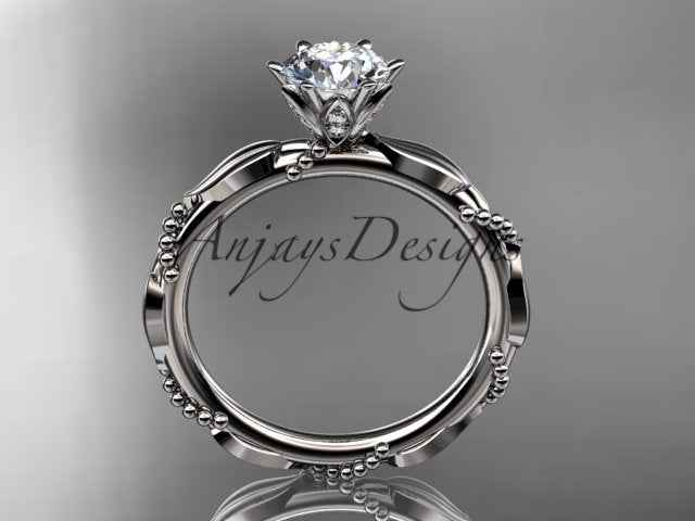 1 Carat Round Brilliant Lab Grown Diamond Nature Inspired Engagement Ring Twig Leaf CVD Diamond Ring
