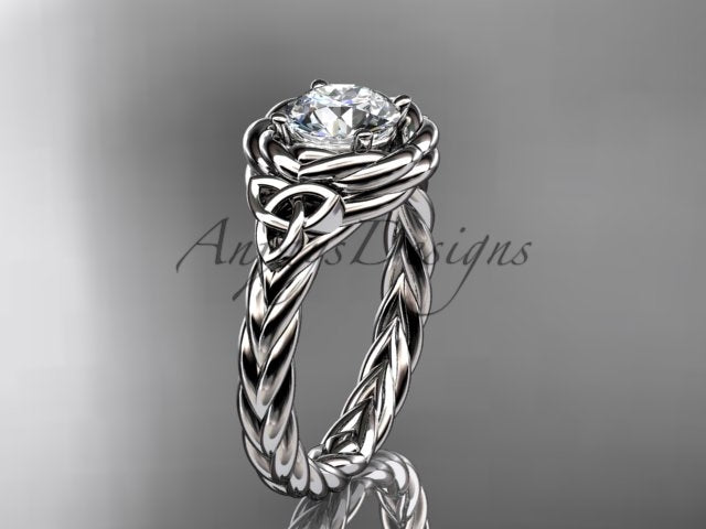 Twisted Band Rope Wedding Ring Celtic Round Lab Grown Diamond Solitaire Engagement Ring