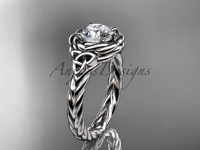 Twisted Band Rope Wedding Ring Celtic Round Lab Grown Diamond Solitaire Engagement Ring - AnjaysDesigns