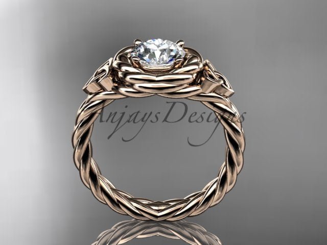 Twisted Band Rope Wedding Ring Celtic Round Lab Grown Diamond Solitaire Engagement Ring - AnjaysDesigns