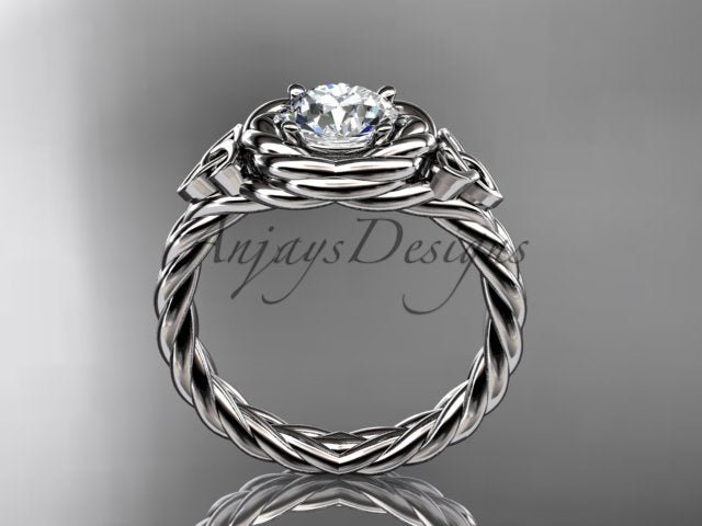 Twisted Band Rope Wedding Ring Celtic Round Lab Grown Diamond Solitaire Engagement Ring - AnjaysDesigns