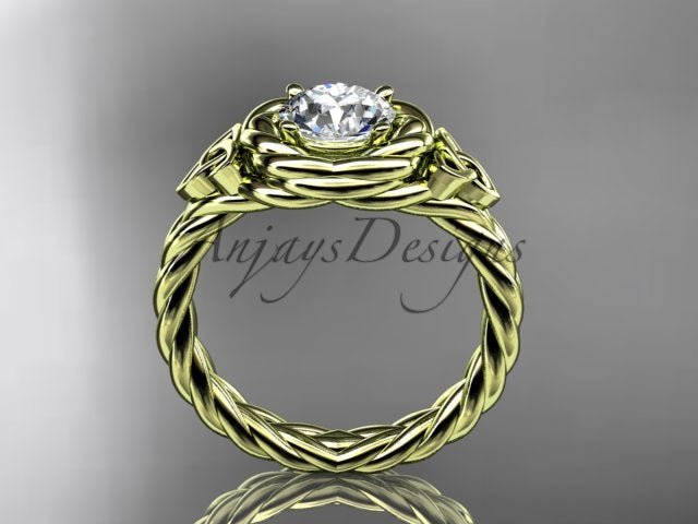 Twisted Band Rope Wedding Ring Celtic Round Lab Grown Diamond Solitaire Engagement Ring - AnjaysDesigns