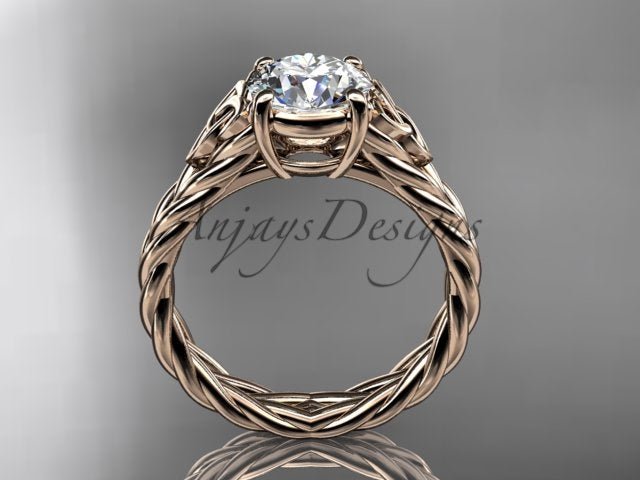 Celtic Engagement Ring 1.5 Carat Round Diamond Lab Created Twisted Rope Diamond Ring - AnjaysDesigns