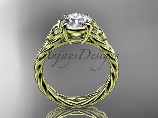 Celtic Engagement Ring 1.5 Carat Round Diamond Lab Created Twisted Rope Diamond Ring - AnjaysDesigns